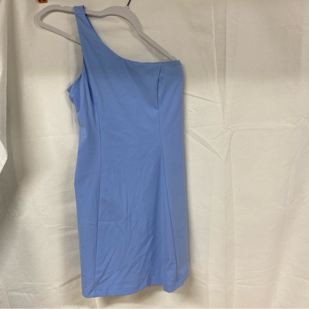 Outdoor Voices Light Blue One-Shoulder Athletic Dress with Shorts - Size Small